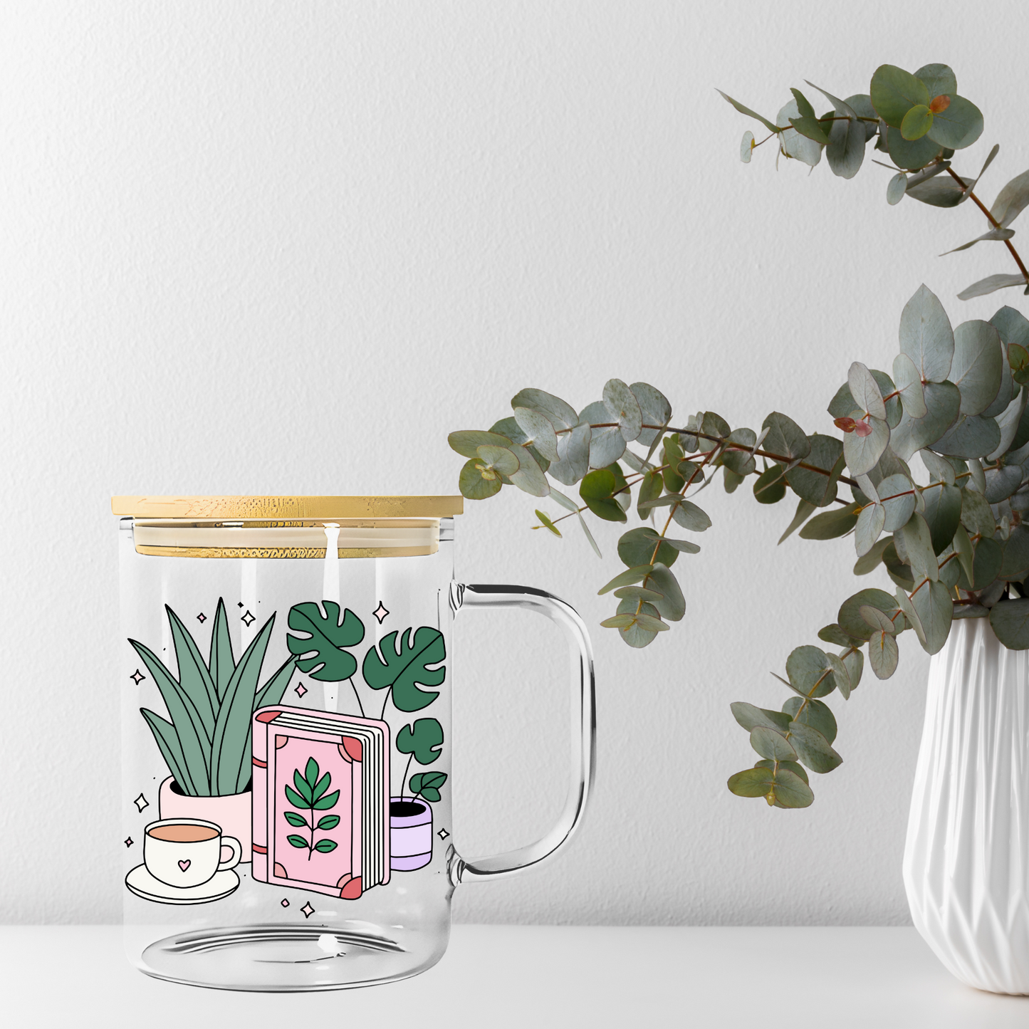 Books Flowers Tea Libbey Glass, Mug, or Tote Bag