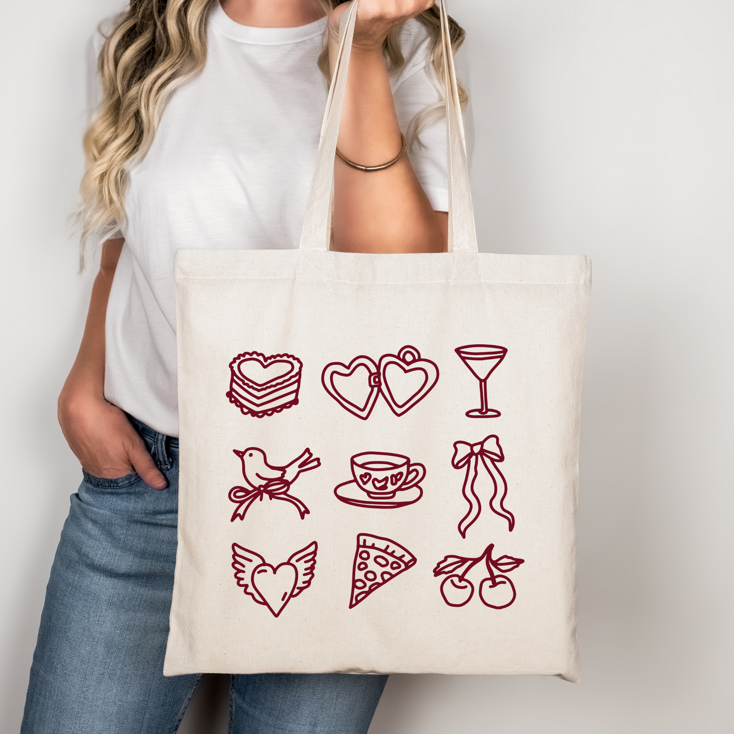 Coquette Icons Cherry Teacup Line Art Libbey Glass, Mug, or Tote Bag
