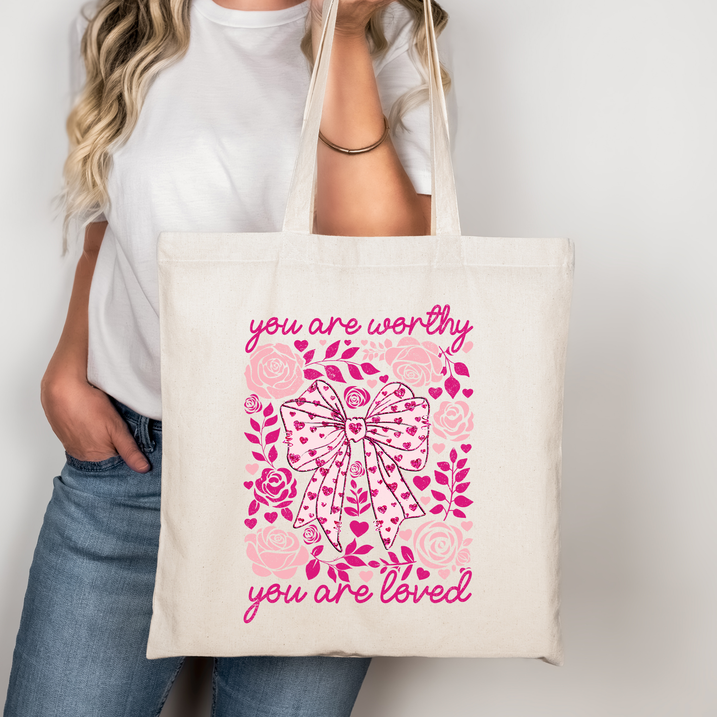 You are Worthy You are Loved Coquette Libbey Glass, Mug, or Tote Bag