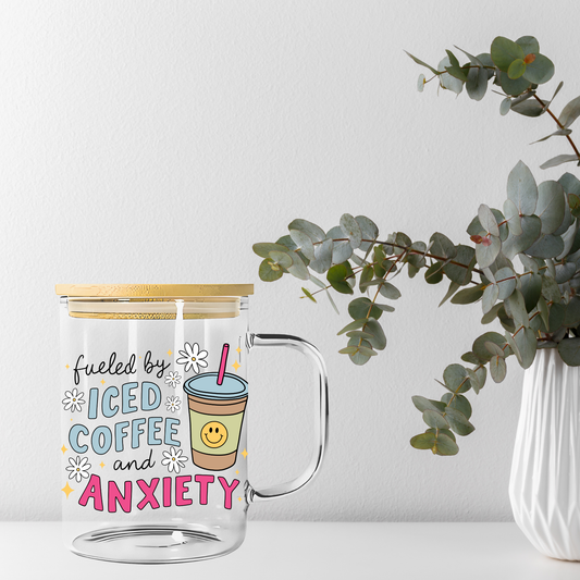 Fueled By Iced Coffee and Anxiety Libbey Glass, Mug, or Tote Bag