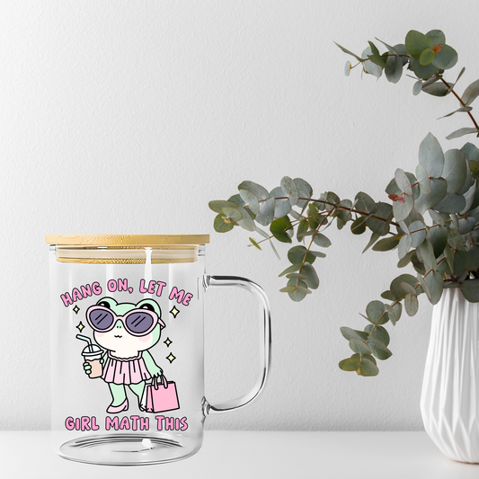 Hang on Let Me Girl Math This Frog Shopping Libbey Glass, Mug, or Tote Bag