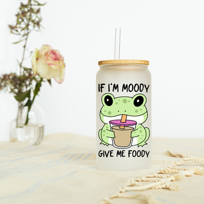 If I’m Moody Give Me Foody Frog Iced Coffee Libbey Glass, Mug, or Tote Bag