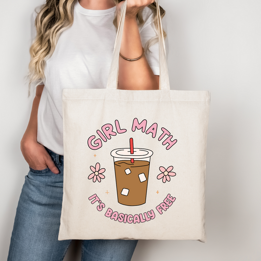 Girl Math Its Basically Free Iced Coffee Libbey Glass, Mug, or Tote Bag