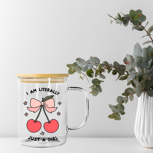 I am Literally Just A Girl Coquette Cherries Libbey Glass, Mug, or Tote Bag