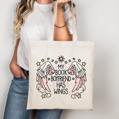 My Book Boyfriend Has Wings Libbey Glass, Mug, or Tote Bag