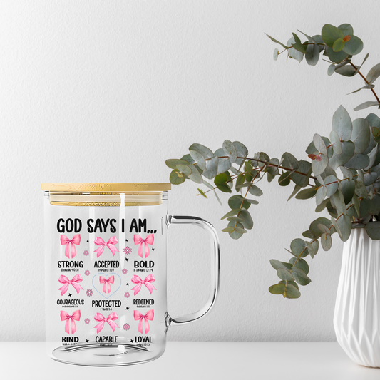 God Says I Am Coquette Affirmations Libbey Glass, Mug, or Tote Bag