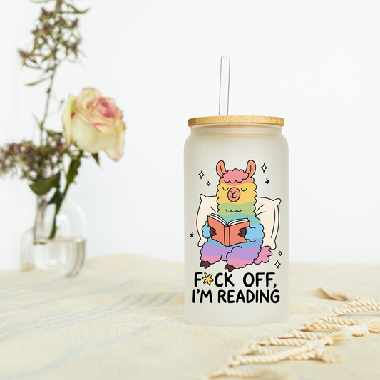 Fuck Off I’m Reading Llama Rainbow Bookish Libbey Glass, Mug, or Tote Bag