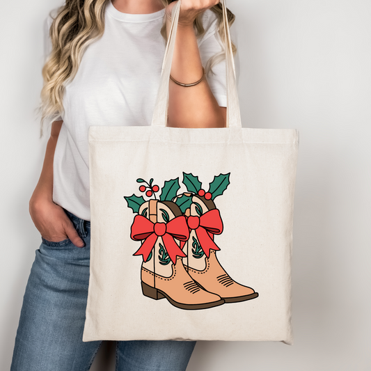 Christmas Boots Mistletoe Bow Libbey Glass, Mug, or Tote Bag