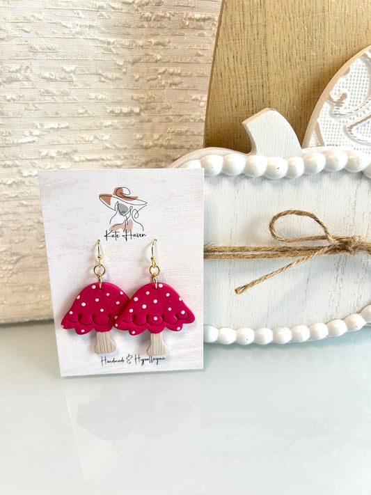 Mushroom Fall Whimsical Handmade Polymer Clay Earrings